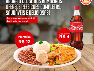 Marmitas à venda no Clube dos Bombeiros