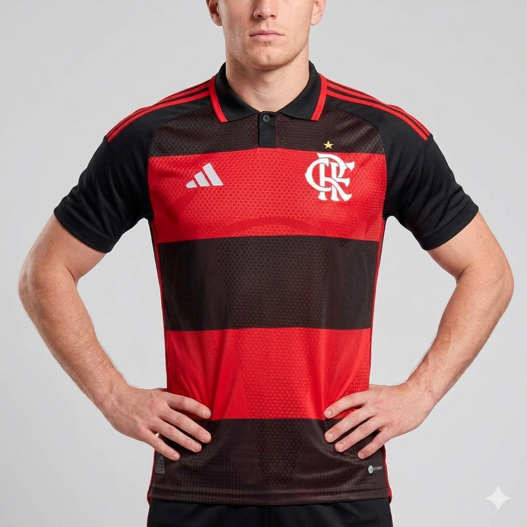 Camisa Flamengo I 26/27 - Jogador Adidas Masculina - Preta e vermelha