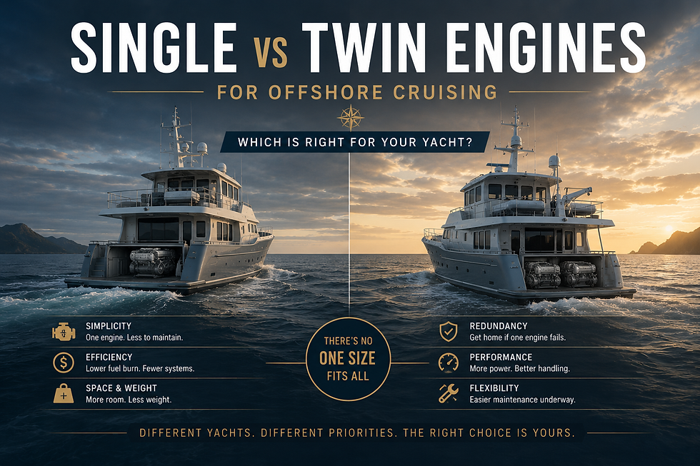 Single vs Twin Engines for Offshore Cruising: Which Is Right for Your Yacht?