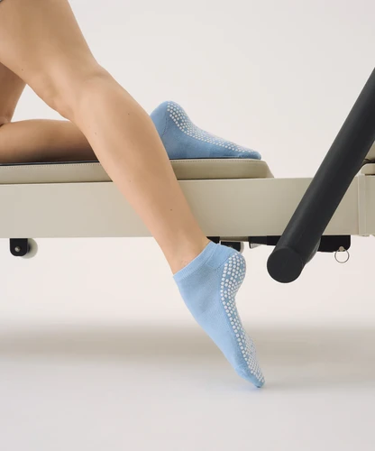 Classic Low Rise Grip Socks - Powder Blue | Studio 61 Pilates