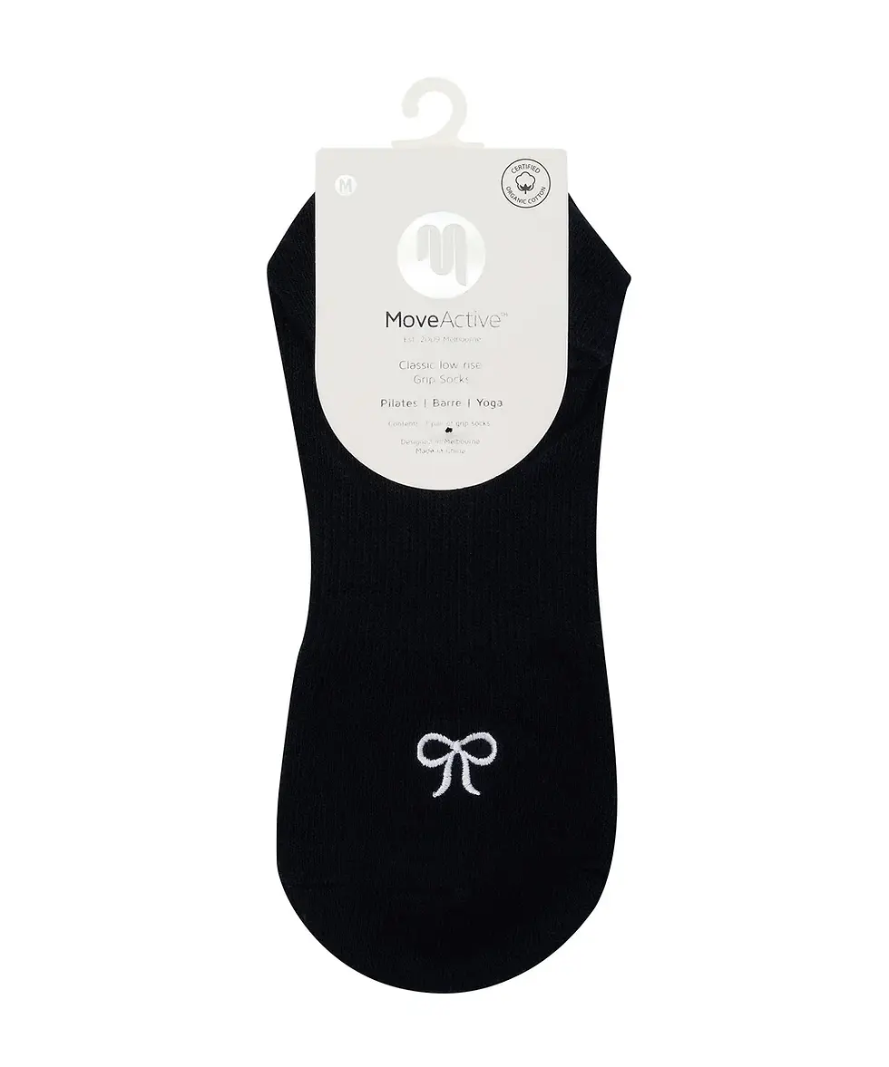 Thumbnail: Classic Low Rise Grip Socks - Whimsy Bow Dark Navy