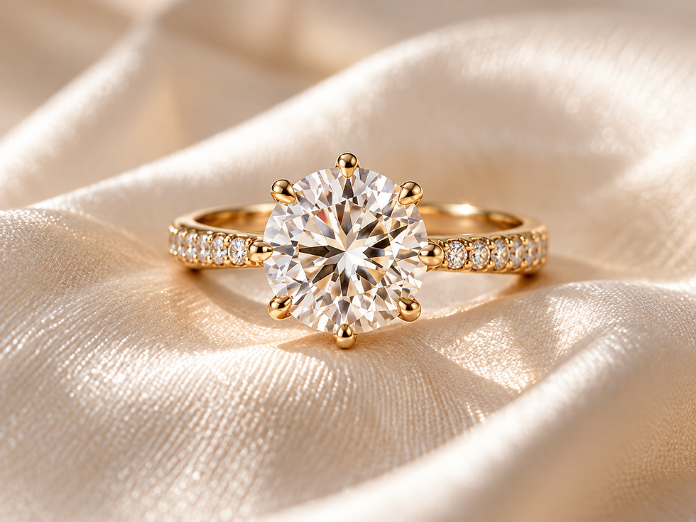 Solitaire diamond engagement ring on silk