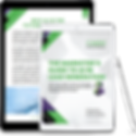 Tablet displaying a cover titled "The Marketer’s Guide to AI in Lead Generation" by Jennifer Payne & Charlie Calabrese, with a stylus attached.