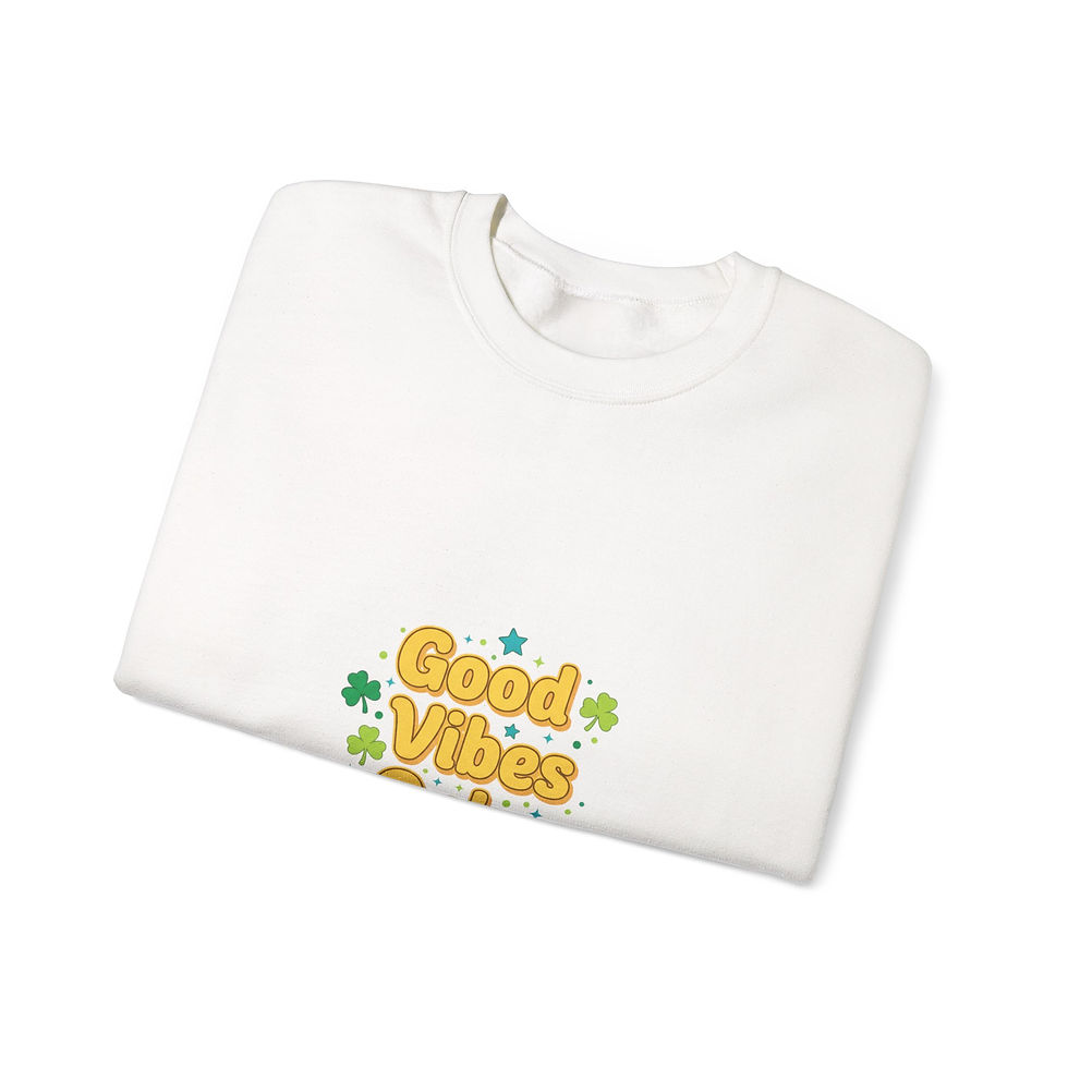 Thumbnail: Good Vibes Only Sweatshirt | lucky vibe design, green luck accents