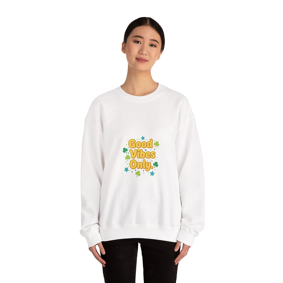 Thumbnail: Good Vibes Only Sweatshirt | lucky vibe design, green luck accents