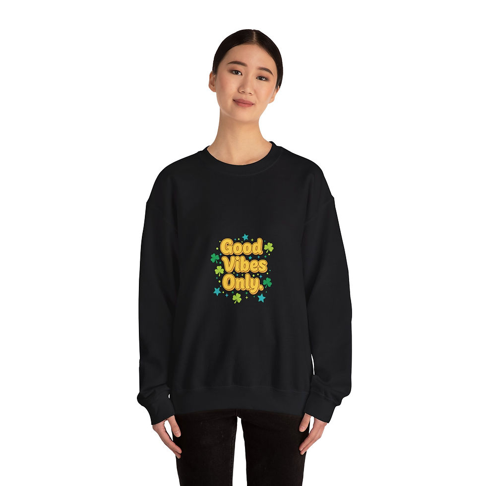Thumbnail: Good Vibes Only Sweatshirt | lucky vibe design, green luck accents