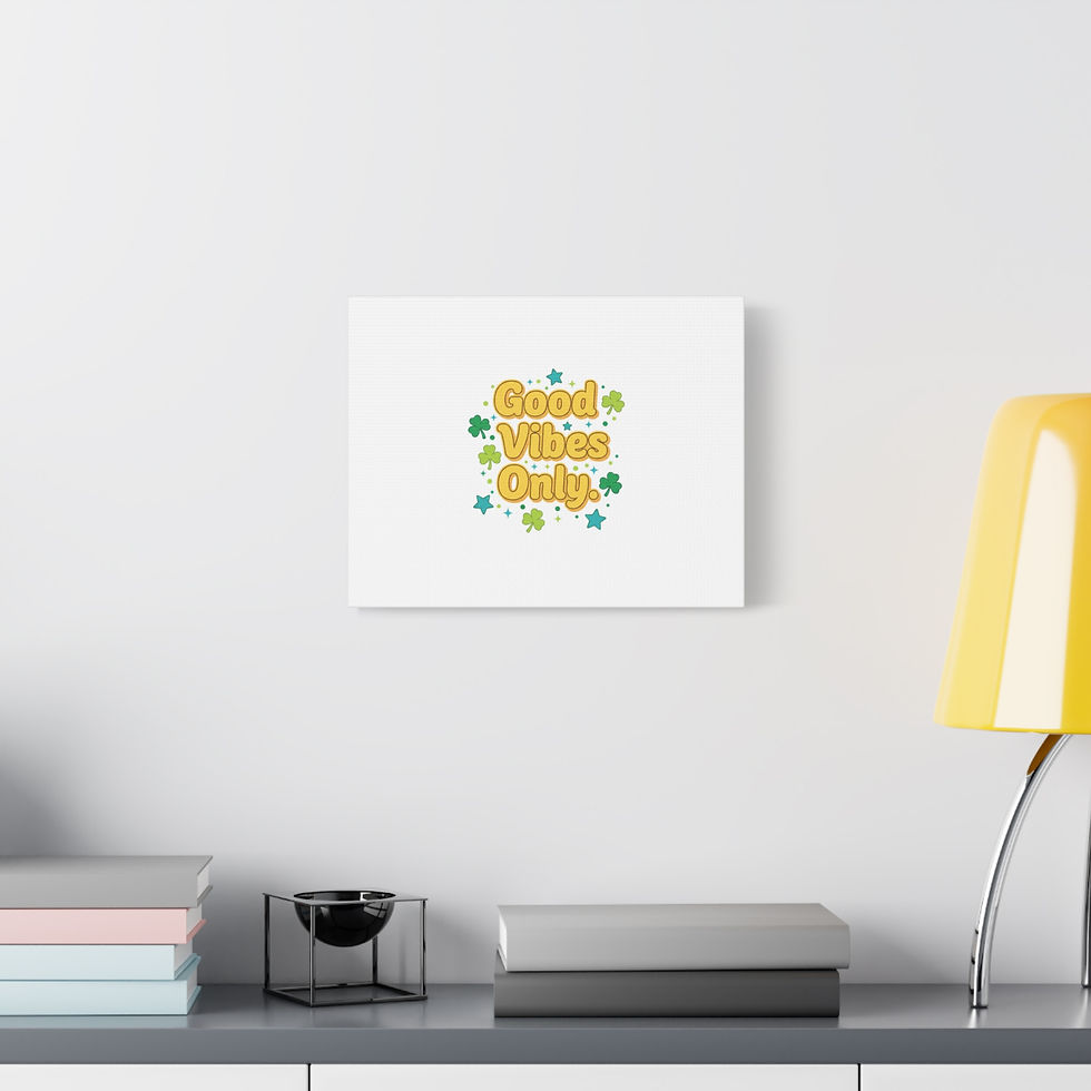 Thumbnail: Good Vibes Only Canvas | green luck vibe wall art, luck energy decor