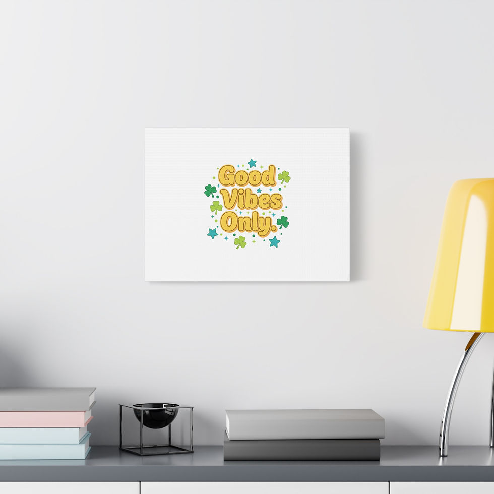 Thumbnail: Good Vibes Only Canvas | green luck vibe wall art, luck energy decor