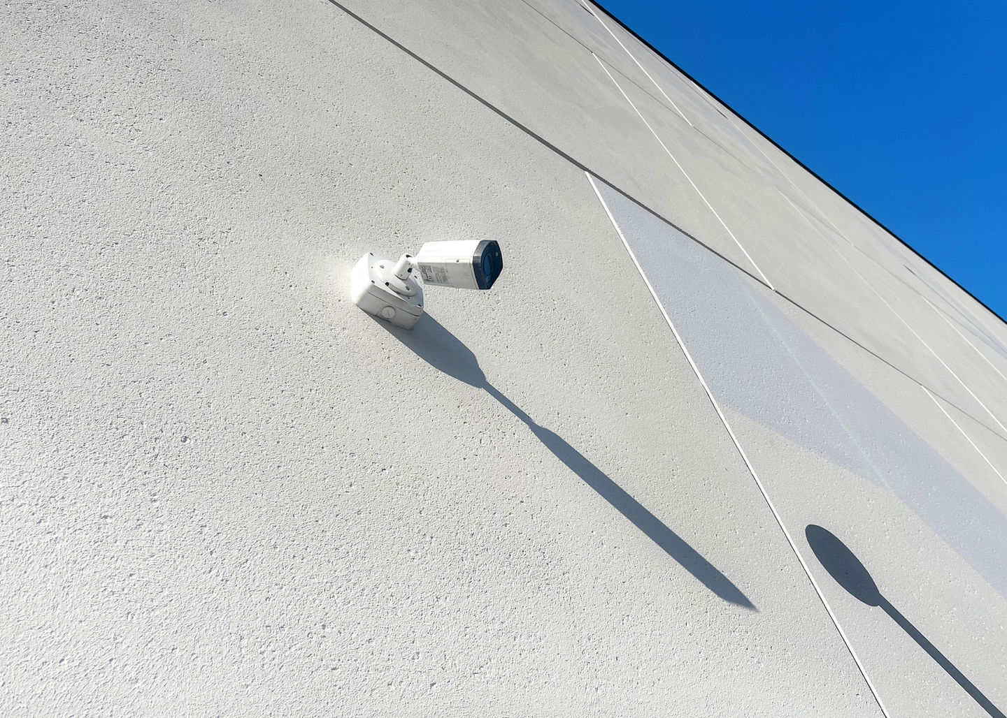 Close-up of an external security camera at MuseumsPartner fine art warehouse in Zirl, near Innsbruck, Austria