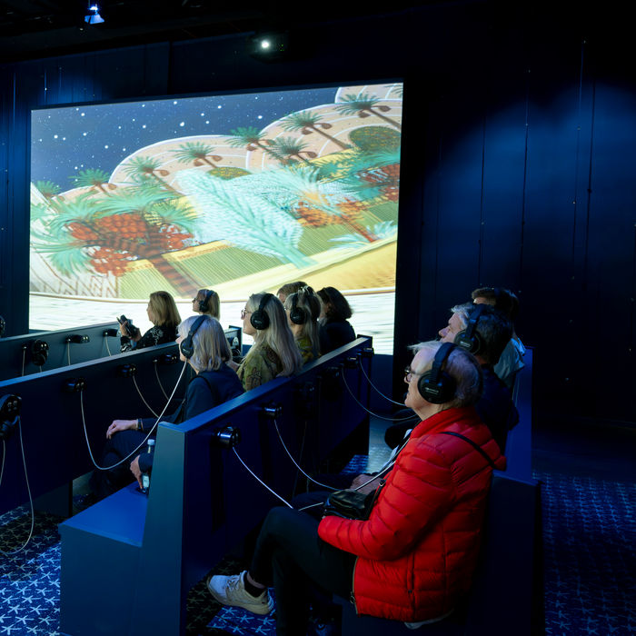 Museum visitors go on a virtual large-scale immersive roller coaster ride through the ancient Egyptian underworld.