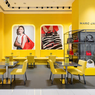 Marc Jacobs Smiley Yellow Cafe Pop-Up Dubai Mall Installation, Bloomingdales Middle East.