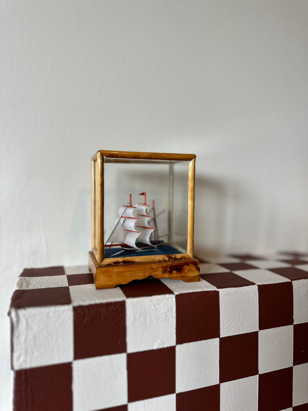 Thumbnail: Vintage Miniature Boat in Bamboo Case