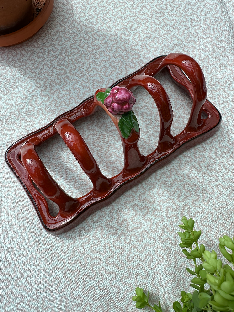Thumbnail: Raspberry Majolica Toast Rack