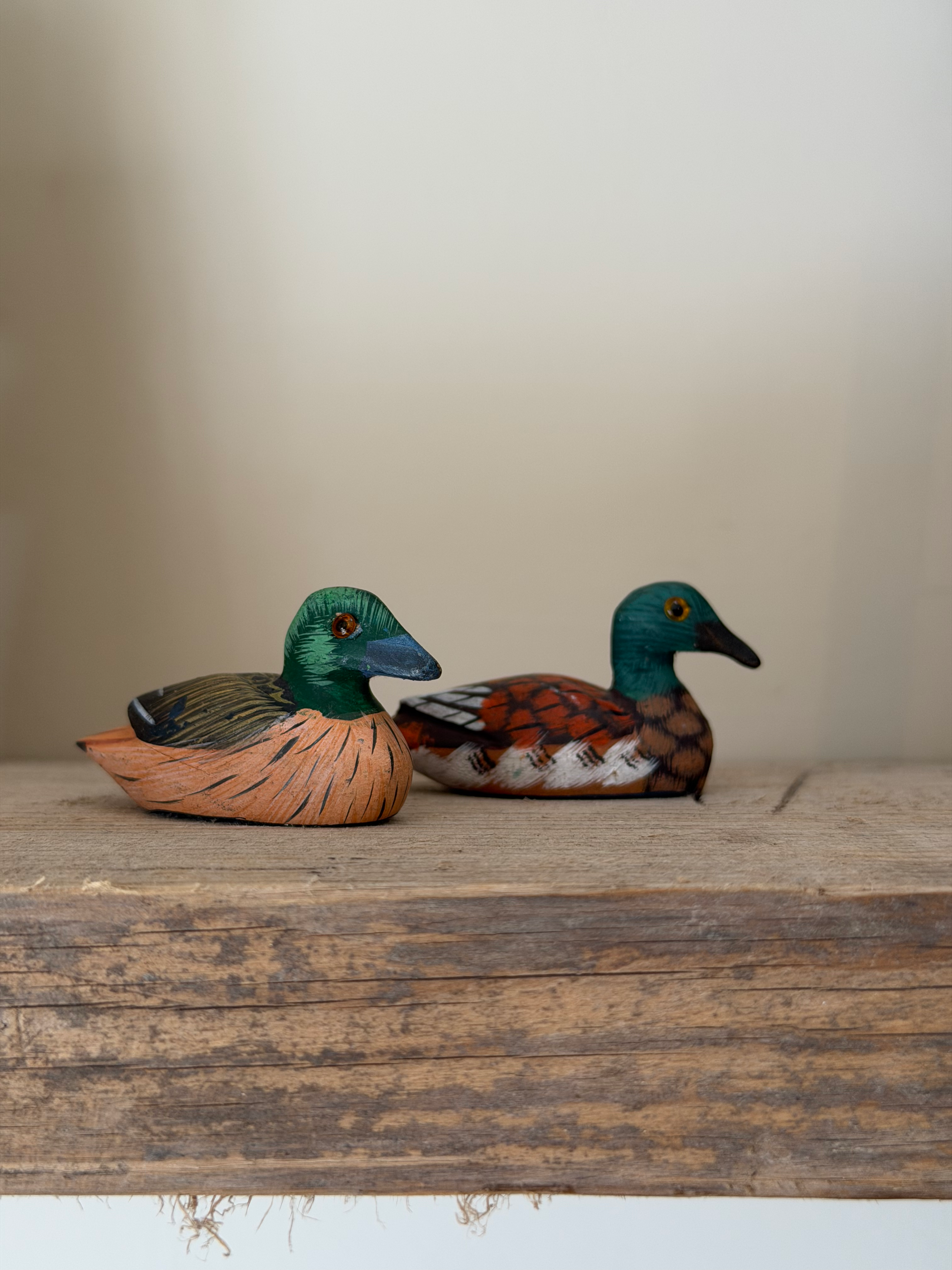 Pair of Wooden Model Ducks