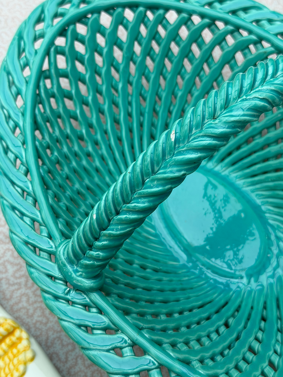 Thumbnail: Turquoise French Ceramic Basket