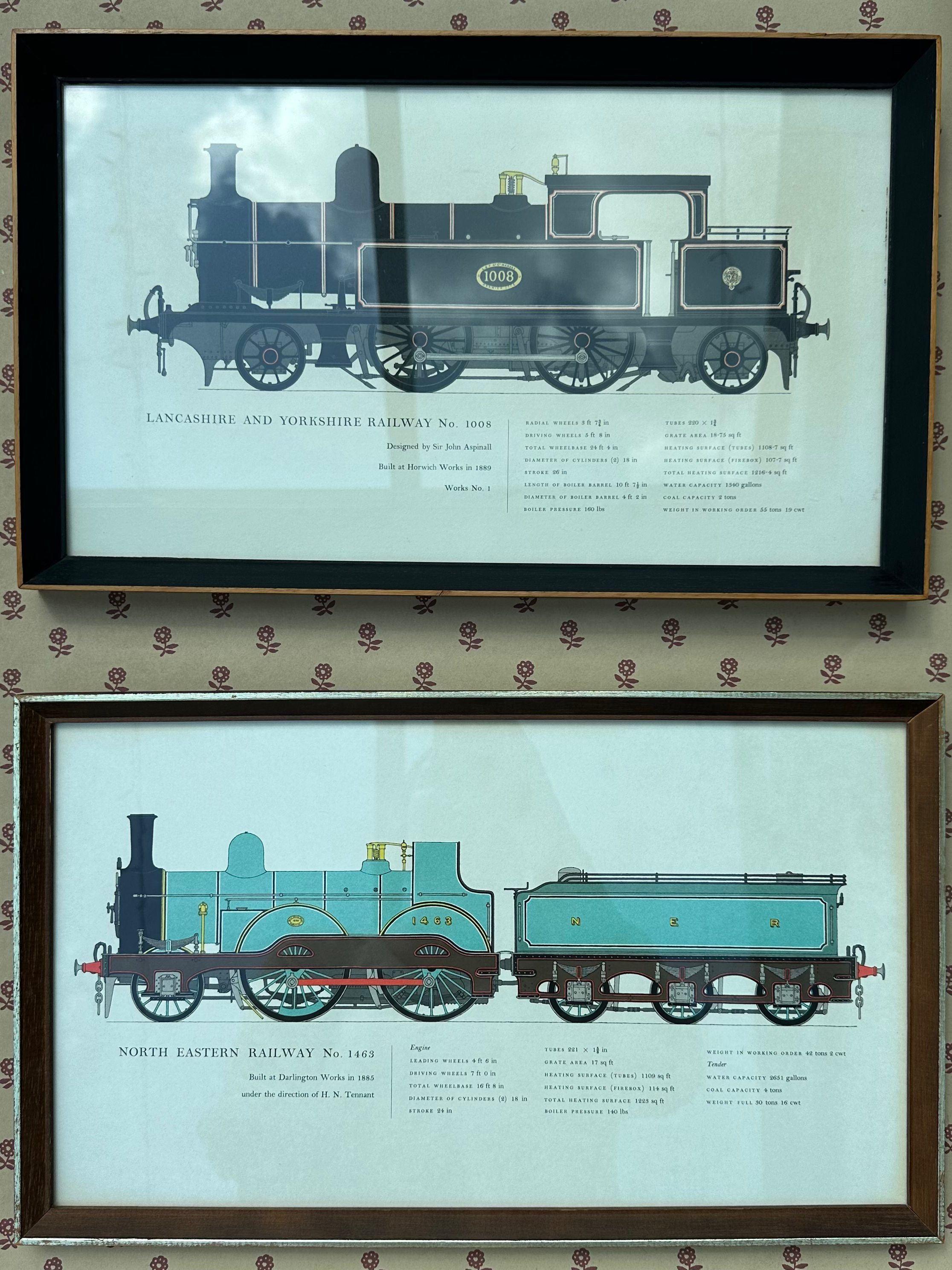 1970s framed train prints