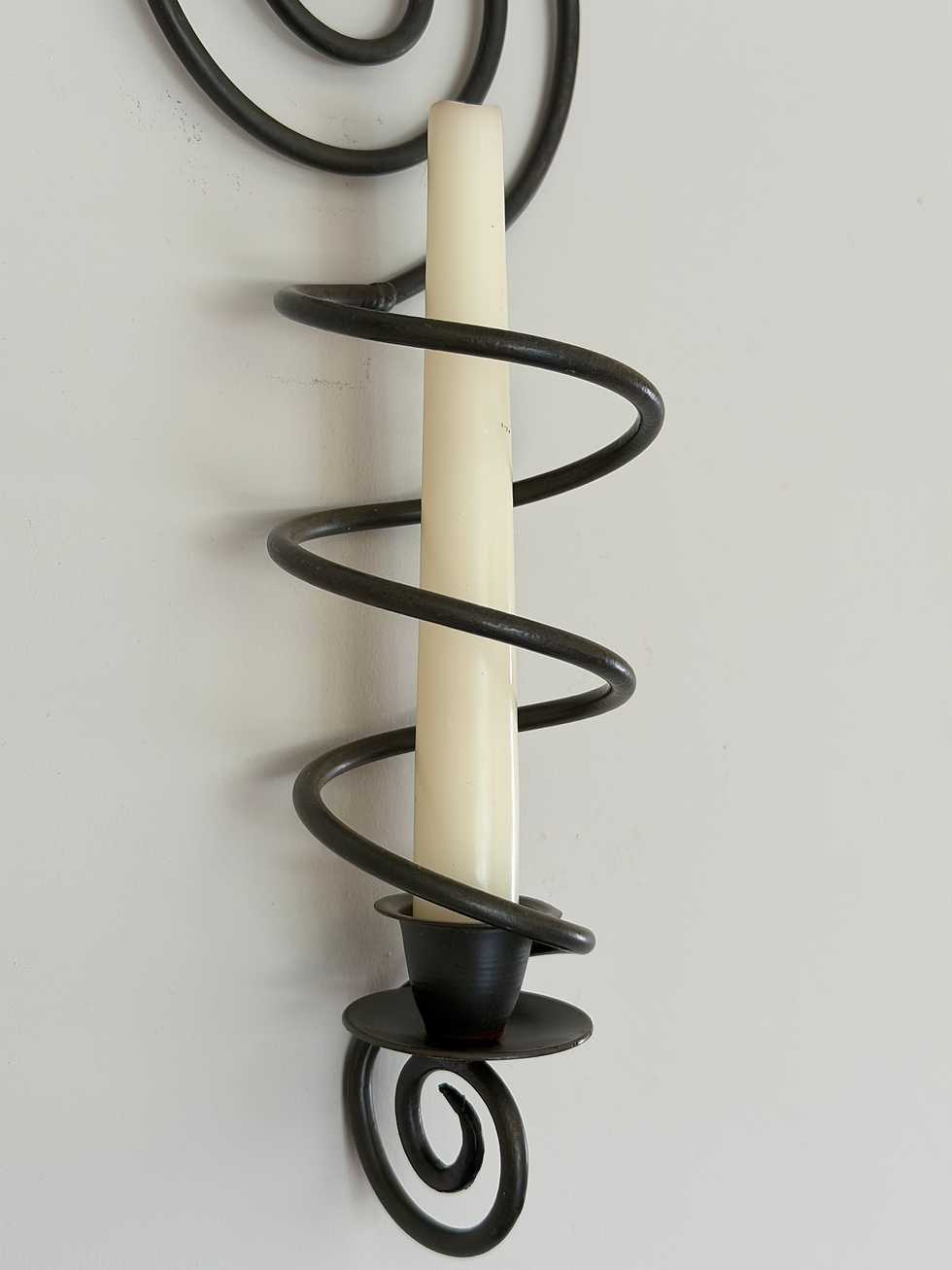 Thumbnail: Vintage Spiral Wrought Iron Wall Candle Holder