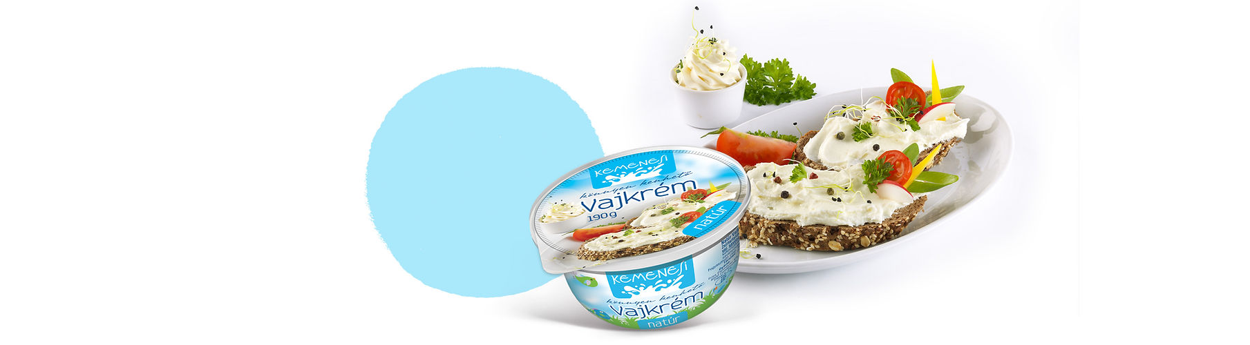 Kemenesfood Logo, tejtermékek, tej, vajkrém, kefír, krémsajt, fermentált tejtermékek, Natúr Vajkrém