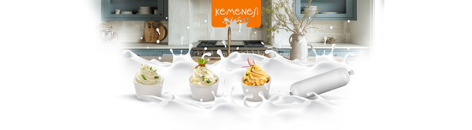 Kemenesfood Logo, tejtermékek, tej, vajkrém, kefír, krémsajt, fermentált tejtermékek, Kemenesi Sajtkrém