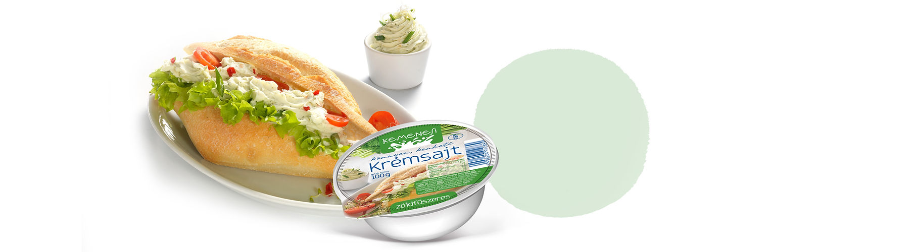 Kemenesfood Logo, tejtermékek, tej, vajkrém, kefír, krémsajt, fermentált tejtermékek, Zöldfűszeres Sajtkrém