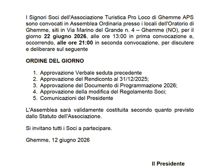 Convocazione Assemblea Soci