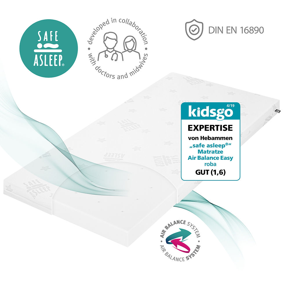 Thumbnail: Roba Babybettmatratze COMFORT AIR ROLL 'safe asleep®' mit Nässeschutz - Weiß