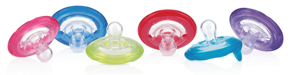 Nuby Flex Nuggi 2er-Pack, 6-36 Monate Kirsch-Form, Silikon, Mundplatte flexibel