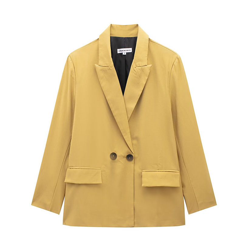 Thumbnail: Willshela Women Fashion With Pockets Solid Double Breasted Blazer Vintage Long S