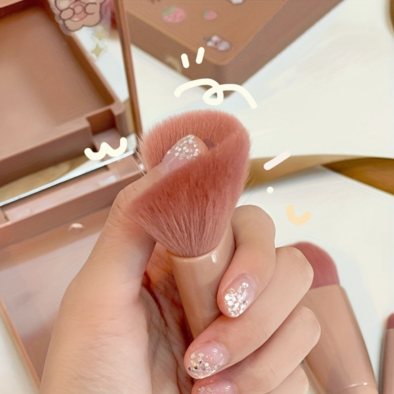Thumbnail: 5Pcs Portable Makeup Brush Set With Mirror -  Foldable Travel Kit ，Mini Makeup