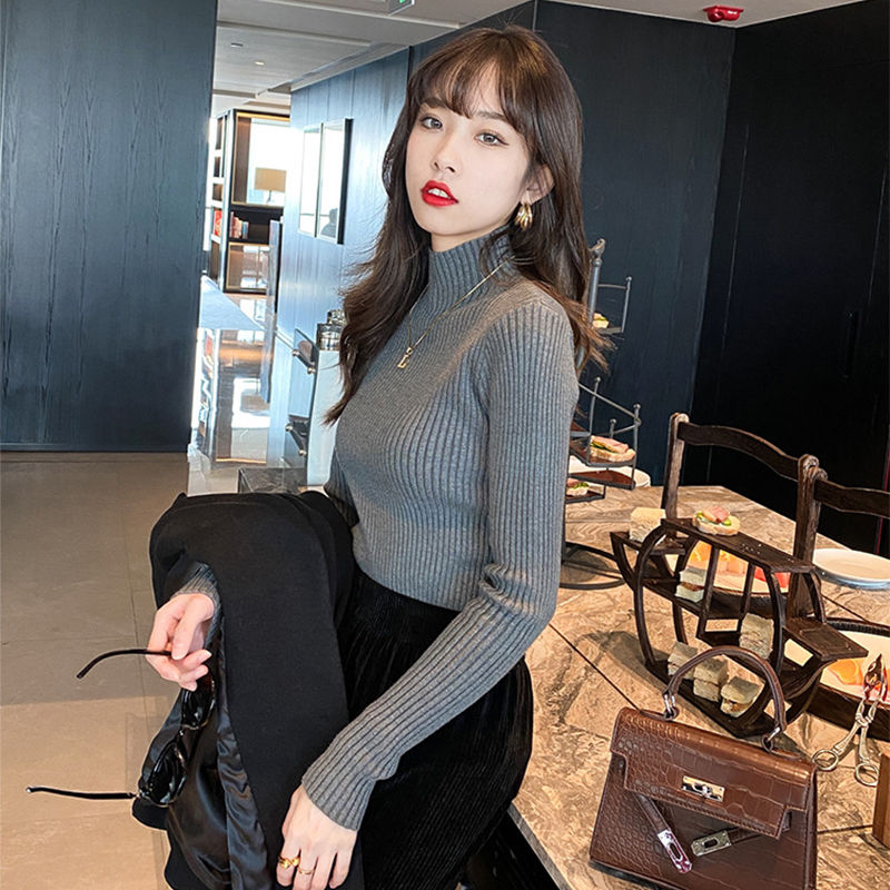 Thumbnail: New Women's Elegant Solid Basic Knitted Tops Women Turtlneck Sweater Long Sleeve