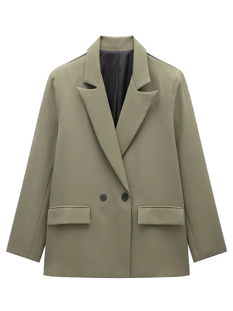 Thumbnail: Willshela Women Fashion With Pockets Solid Double Breasted Blazer Vintage Long S