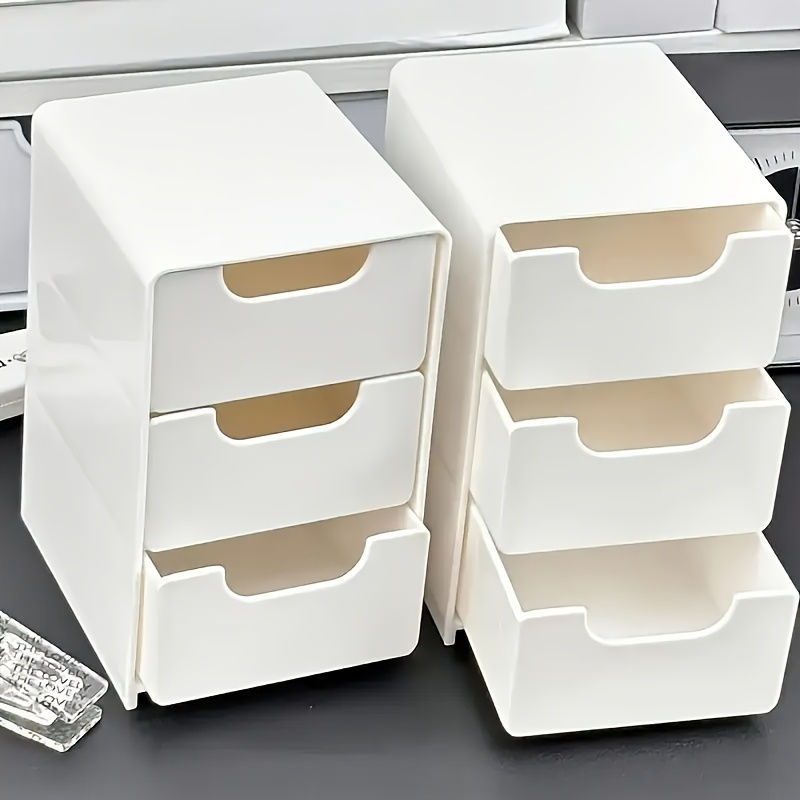 Thumbnail: Chic 3-Tier Desk Organizer with Drawers - Ideal for Office Supplies, Jewelry & C