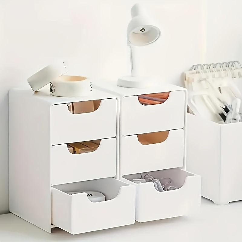 Thumbnail: Chic 3-Tier Desk Organizer with Drawers - Ideal for Office Supplies, Jewelry & C