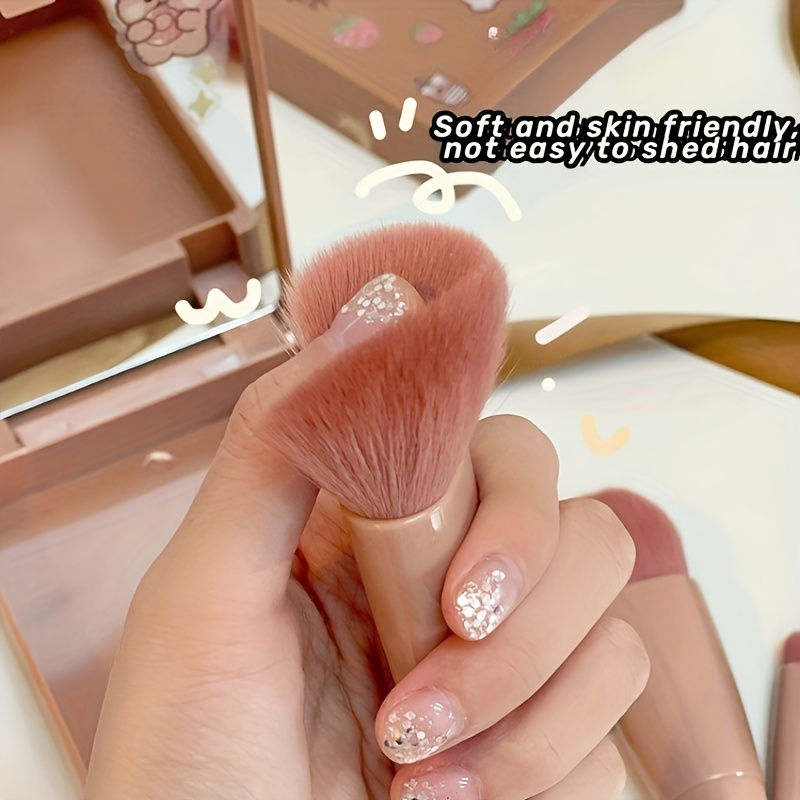 Thumbnail: 5Pcs Portable Makeup Brush Set With Mirror -  Foldable Travel Kit ，Mini Makeup