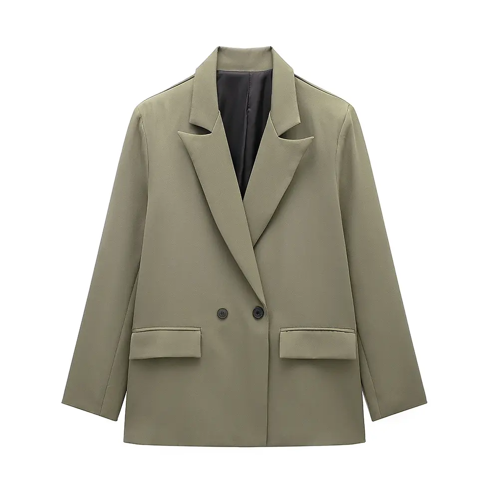 Thumbnail: Willshela Women Fashion With Pockets Solid Double Breasted Blazer Vintage Long S