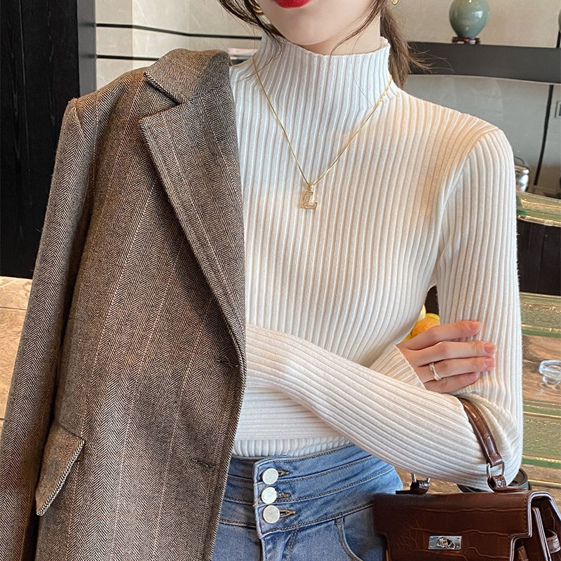 Thumbnail: New Women's Elegant Solid Basic Knitted Tops Women Turtlneck Sweater Long Sleeve