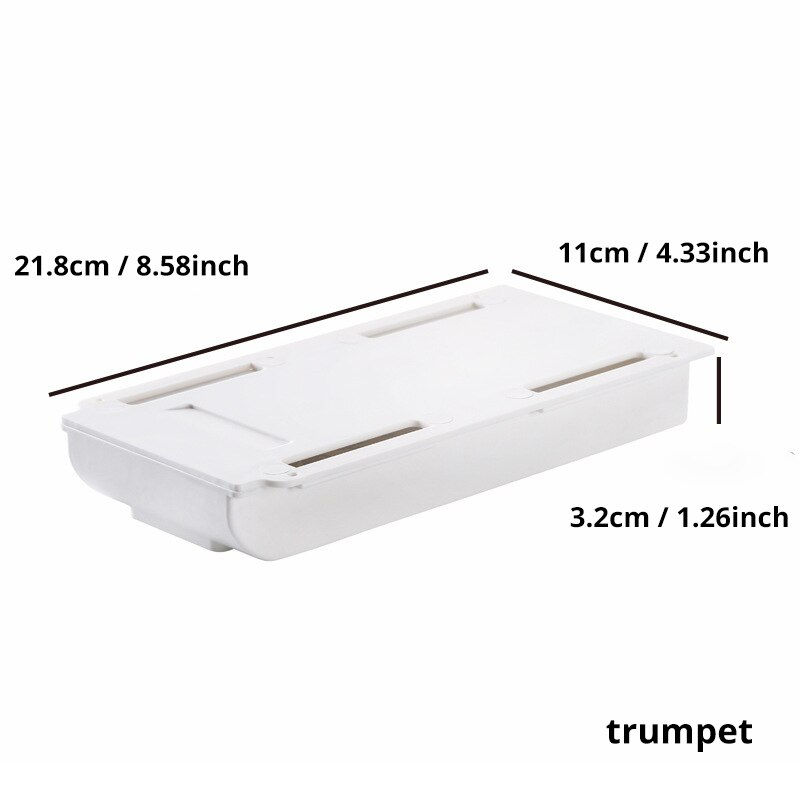 Thumbnail: 1pc White SelfAdhesive Storage Drawer Box Makeup Pencil Tray Desk Hidden Under D
