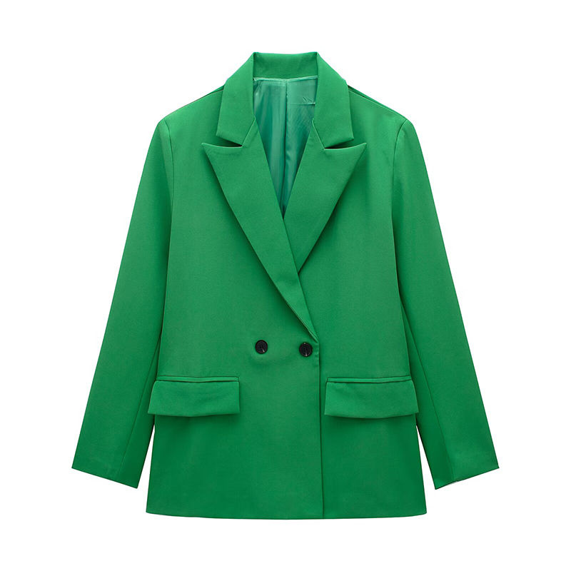 Thumbnail: Willshela Women Fashion With Pockets Solid Double Breasted Blazer Vintage Long S