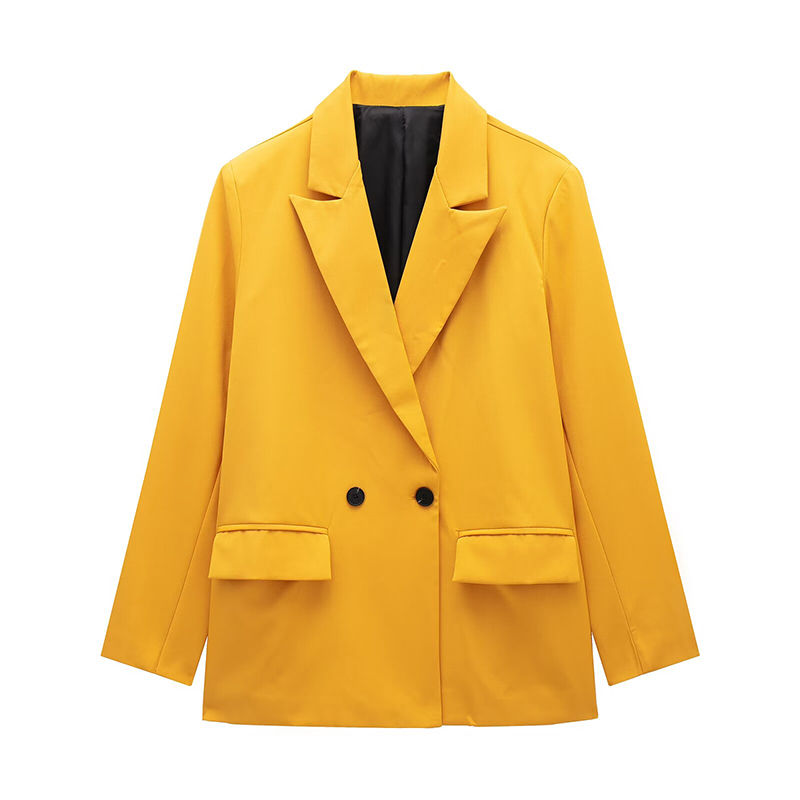 Thumbnail: Willshela Women Fashion With Pockets Solid Double Breasted Blazer Vintage Long S
