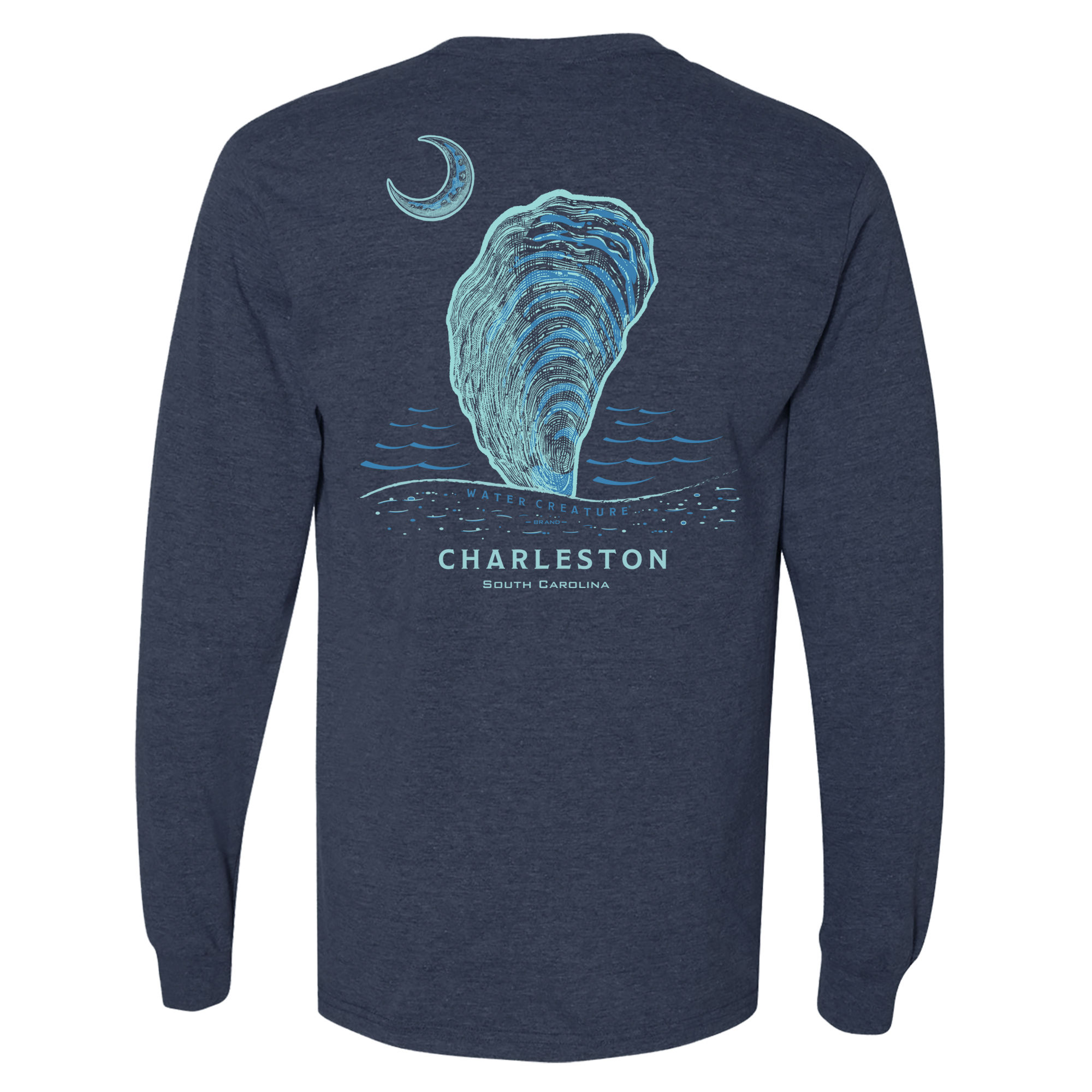 Oyster Moon Etching - Long Sleeve - Charleston - Water Creature Design