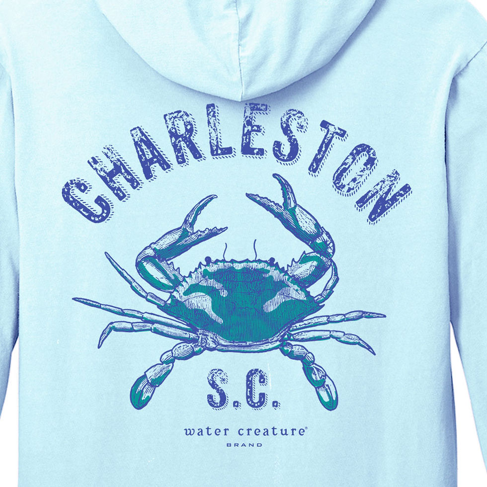 Thumbnail: Blue Crab Etching - Hoodie - Garment Dye Jersey - Charleston