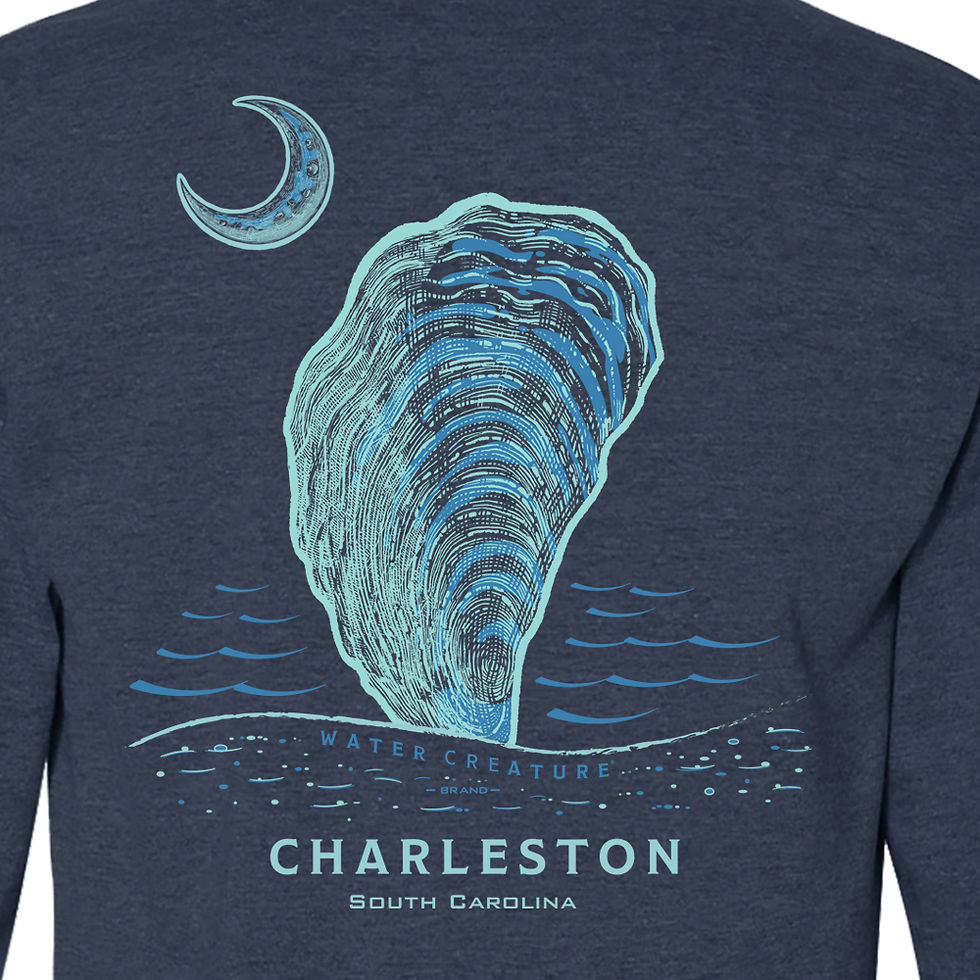 Thumbnail: Oyster Moon Etching - Long Sleeve - Charleston - Water Creature Design