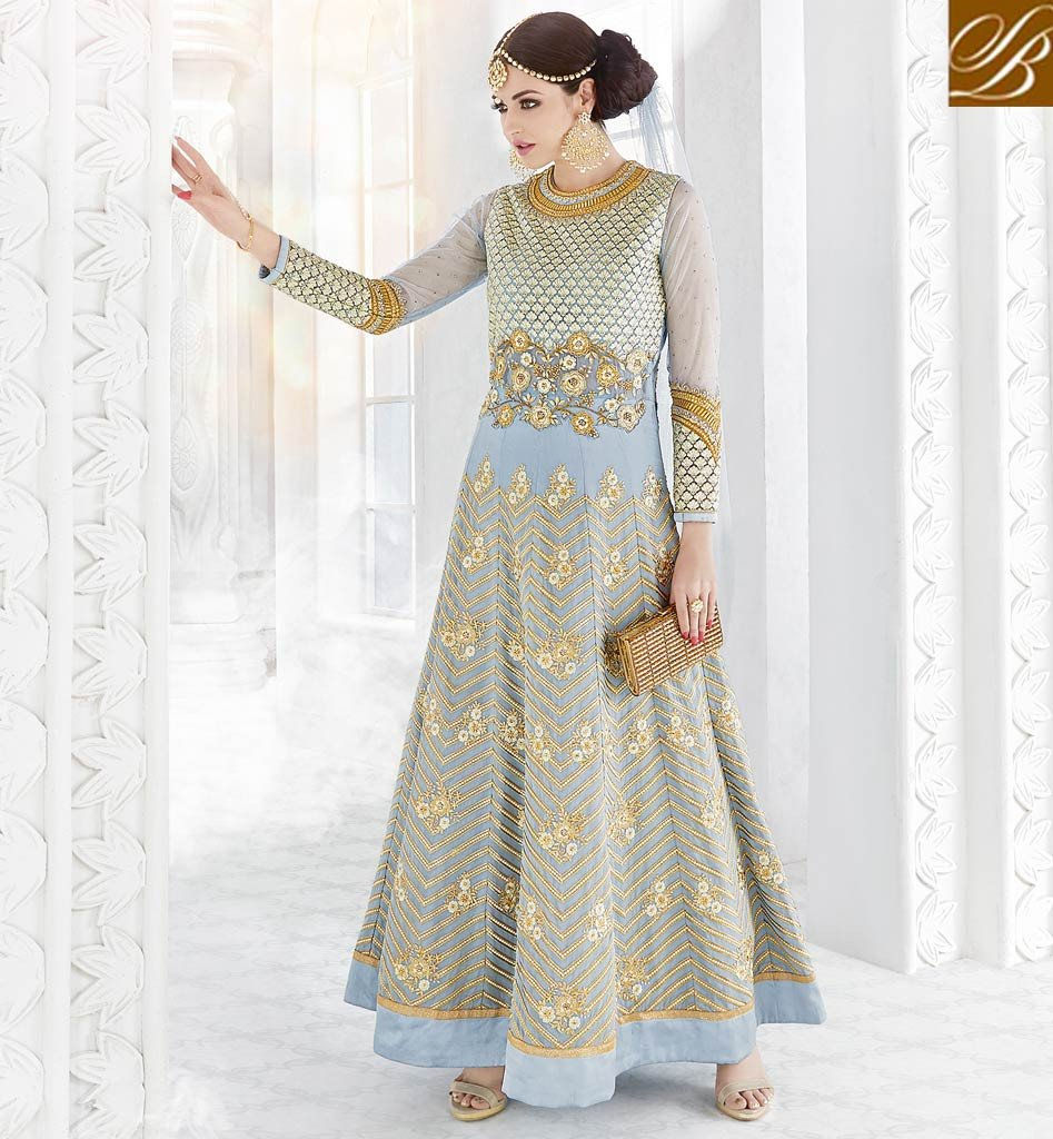 Thumbnail: Beautifully Embroidered Blue Salwaar