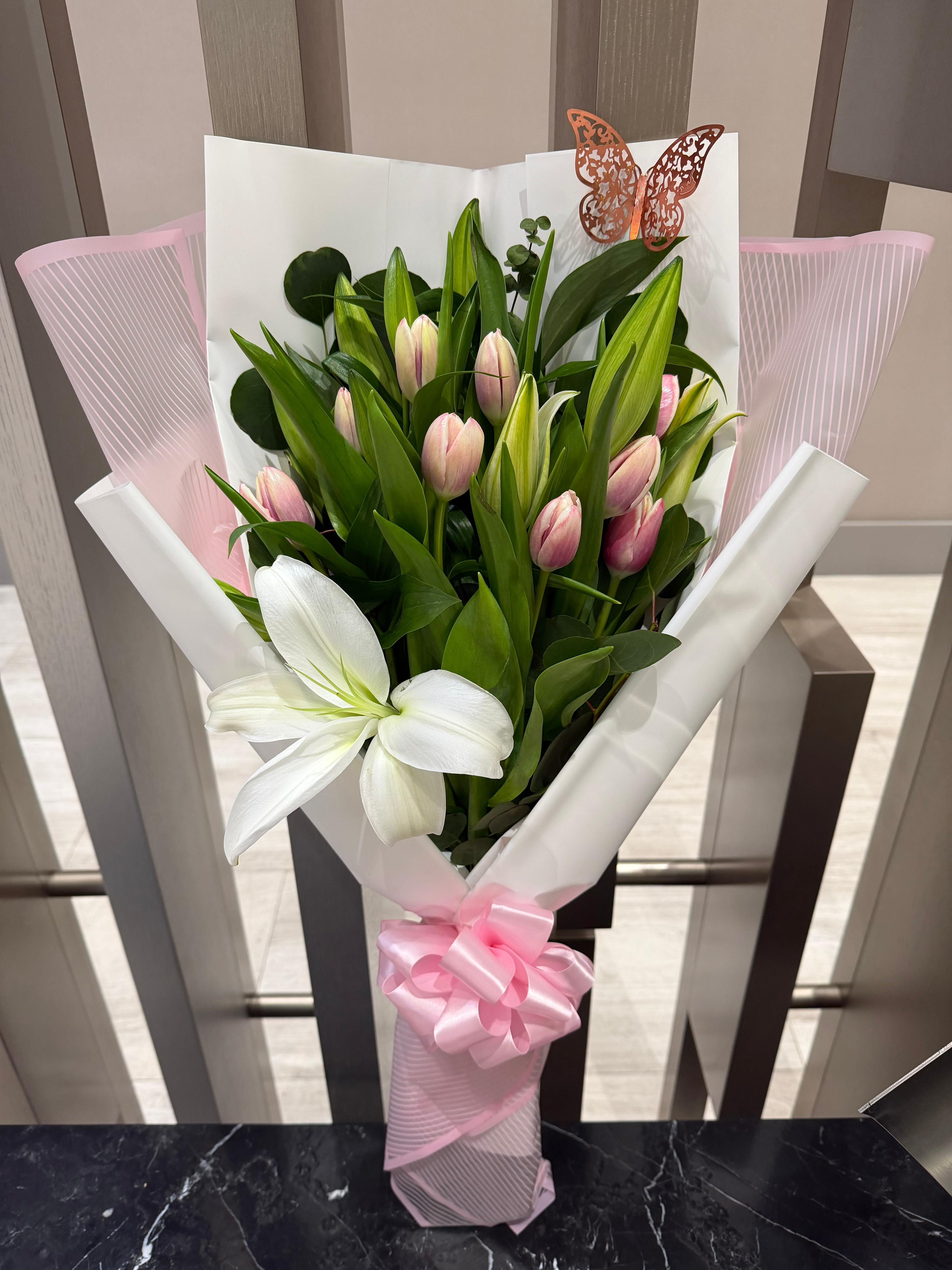 Luxury Bouquet of Tulips and Lilies