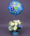 Baby Boy balloon with white roses inside a blue box, Doral Blooms