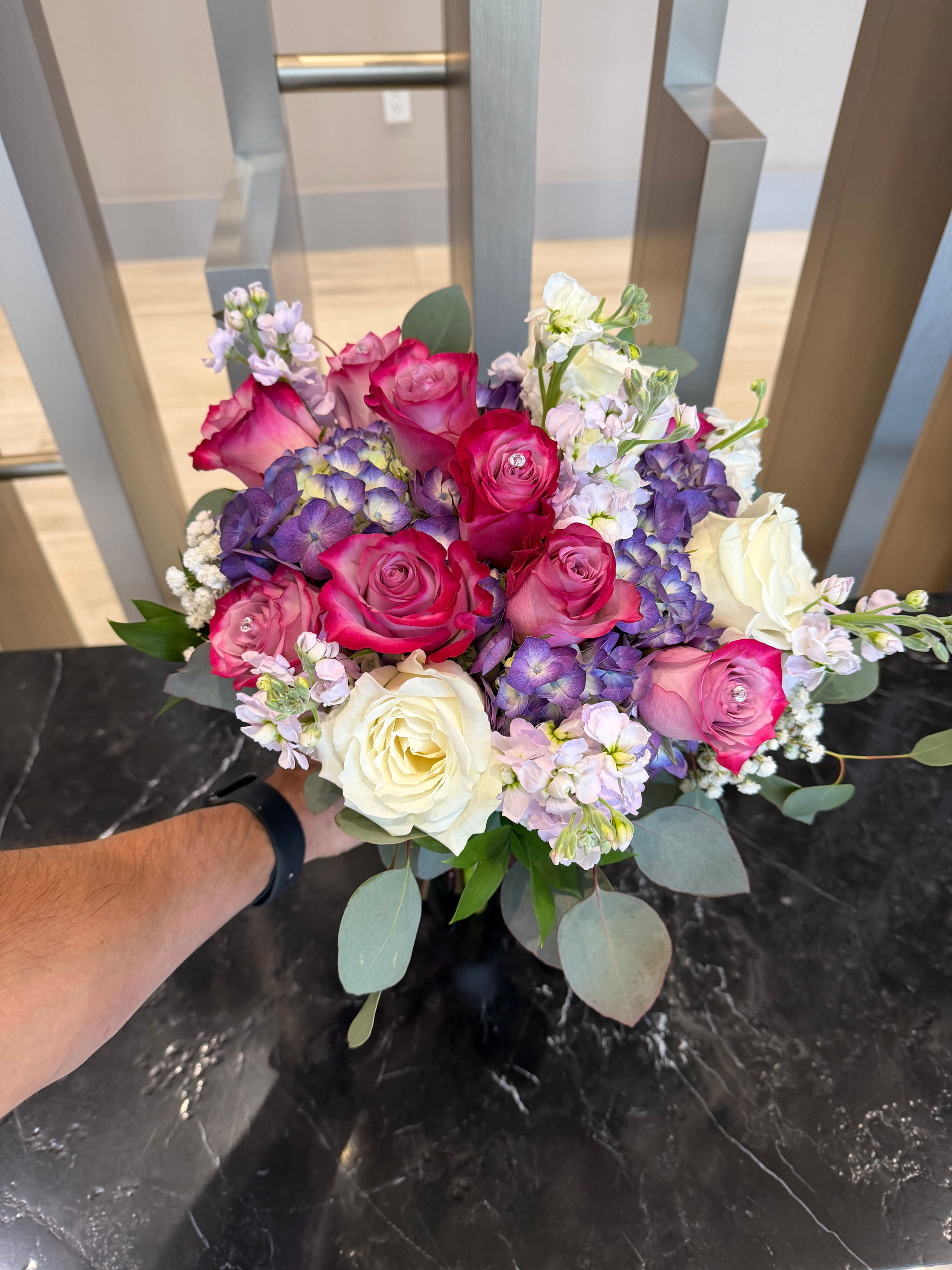 Elegant Bridal Bouquet in Purple and White