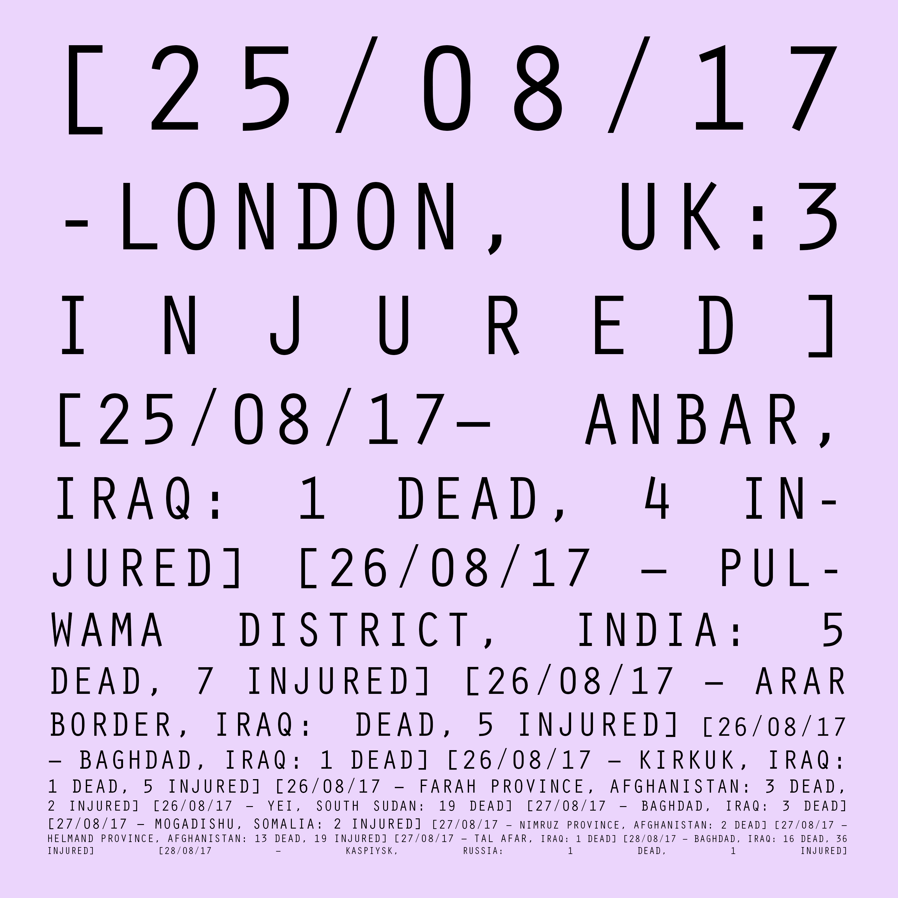 25/08/17 - 28/08/17: London