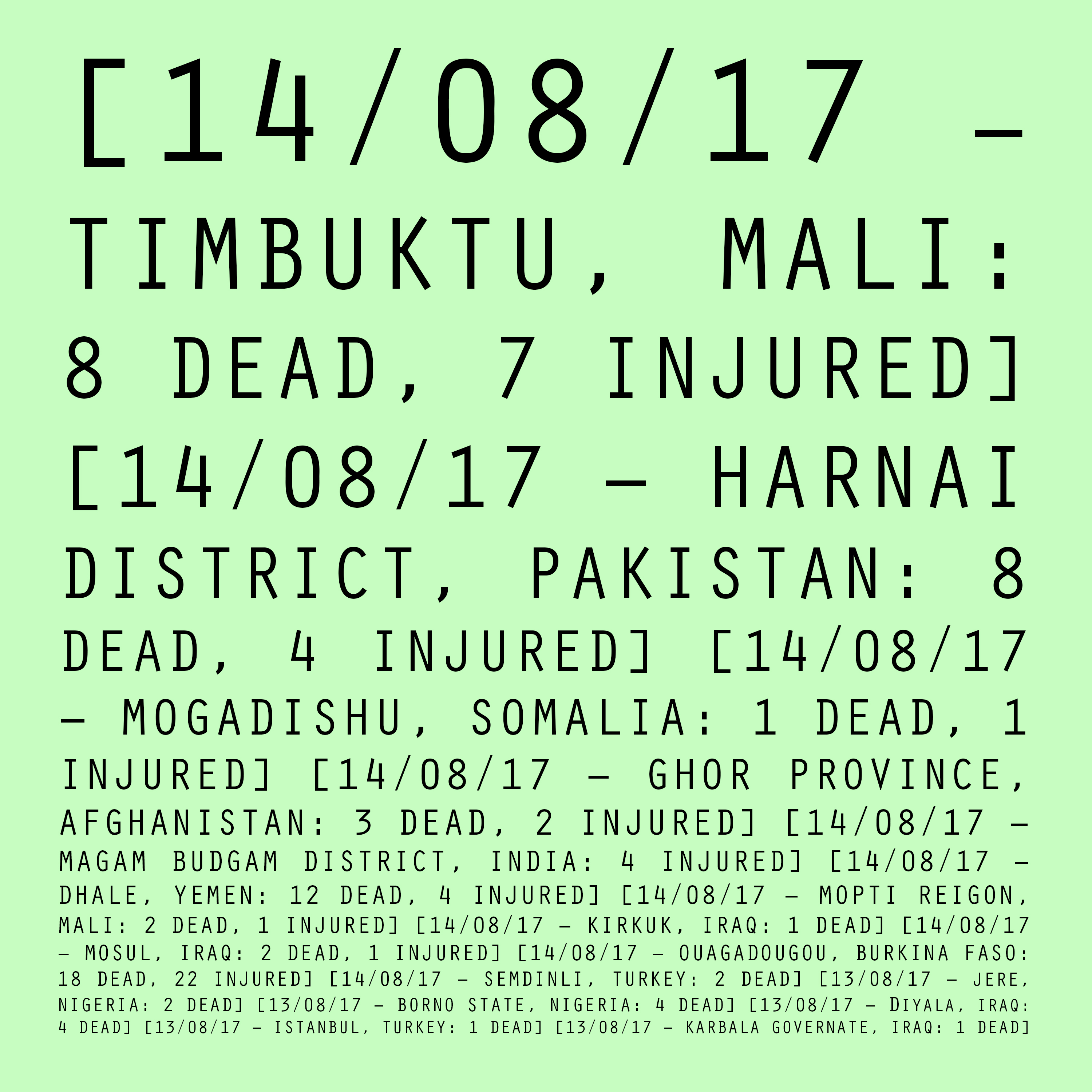 14/08/17 - 13/08/17: Mali