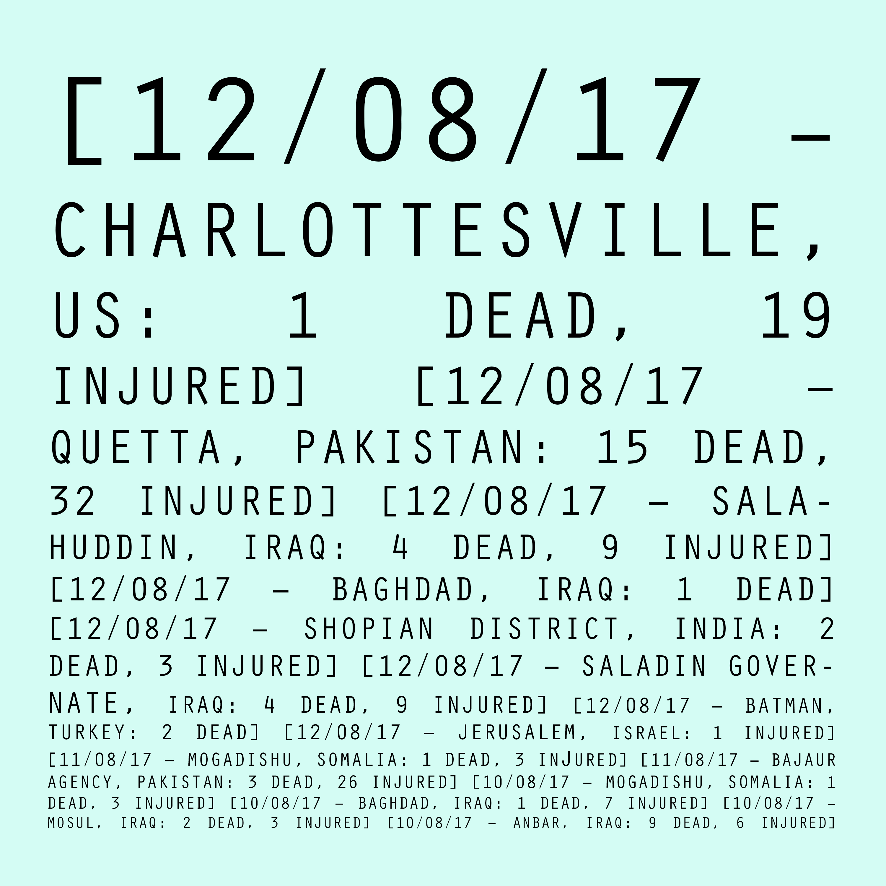 12/08/17 - 10/08/17: Charlottesville