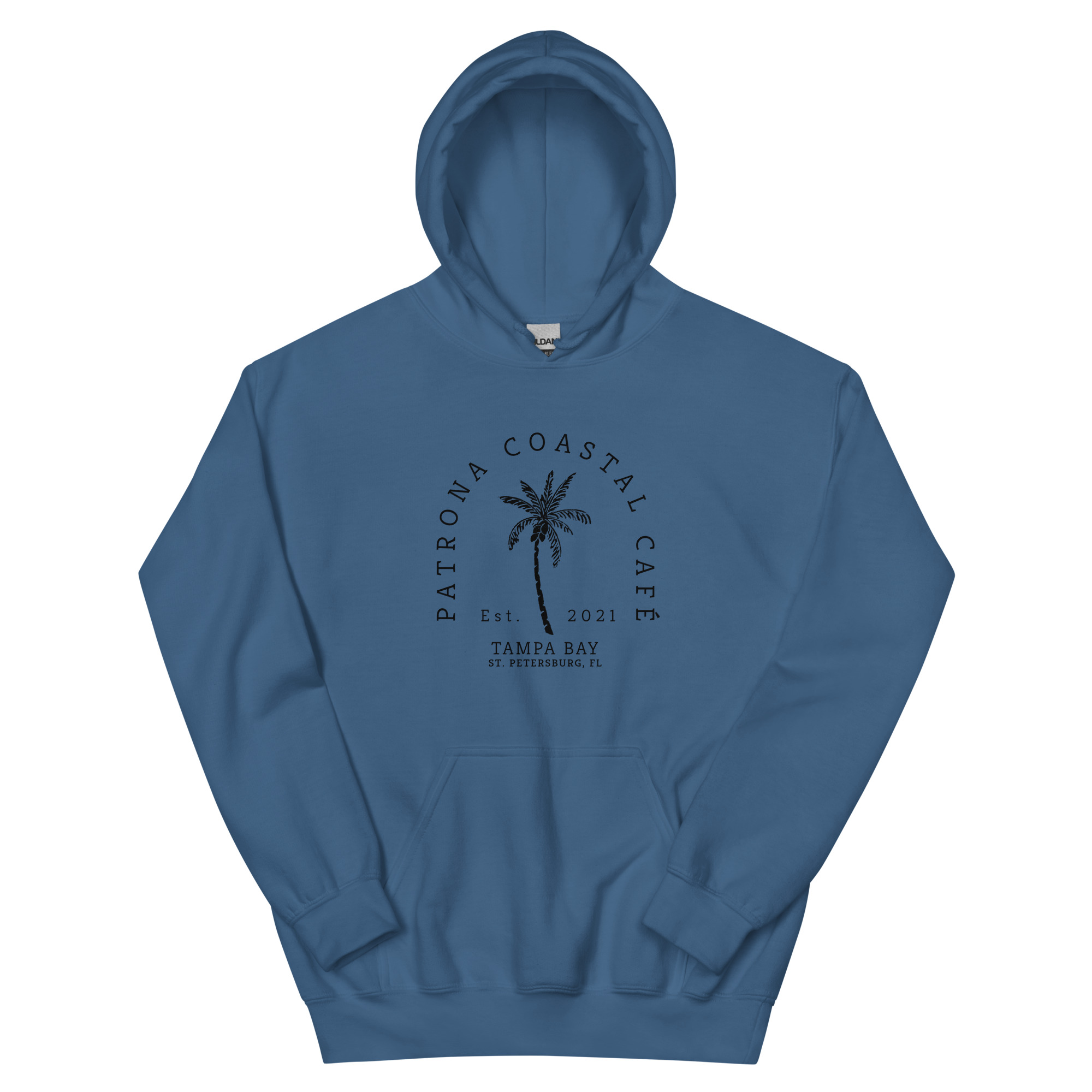 Patrona Coastal Café unisex logo hoodie — Florida coastal style sweatshirt